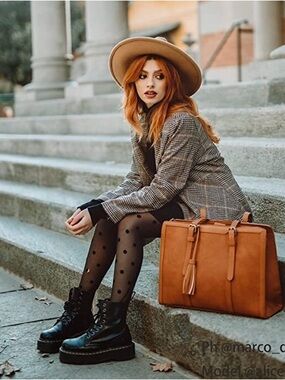 ECOSUSI Cognac Leather Laptop Bag